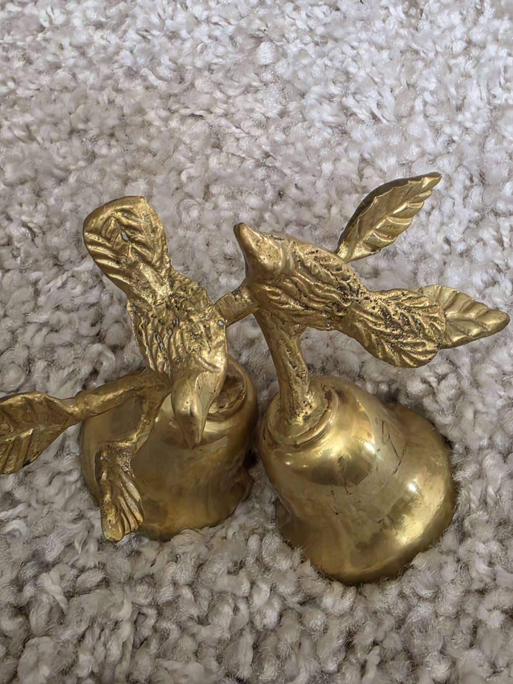 Brass Bird Bell Pair - Decorative Gold Home Accent